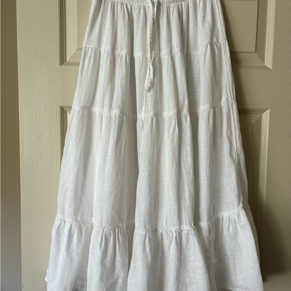 American Eagle Outfitters White Tiered Maxi Skirt